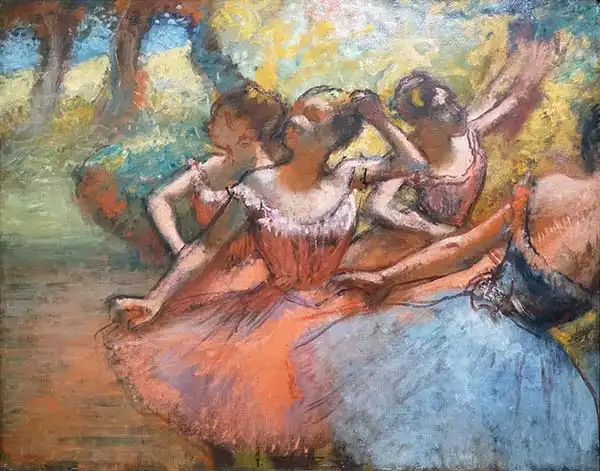 Degas, Edgar: Čtyři baletky na scéně
