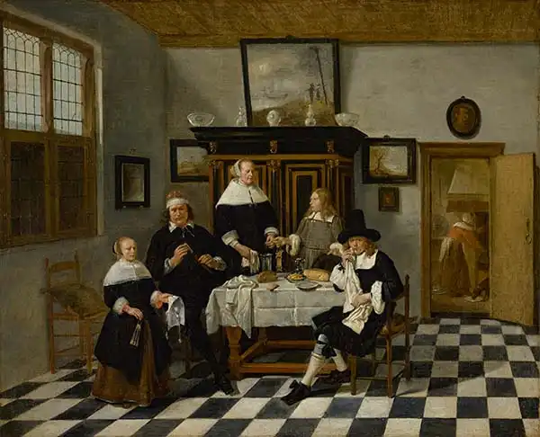 Brekelenkam, Quiringh Gerritsz. van: Family Group at Dinner Table