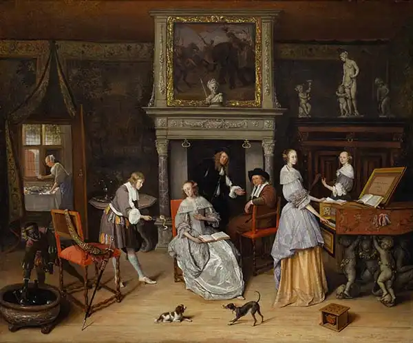 Steen, Jan Havicksz: Fantasy Interior with Jan Steen and the Family of Gerrit Schouten, c.1659-60