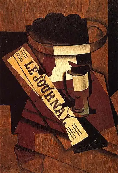 Gris, Juan: Fruit Dish, Glass and Newspaper