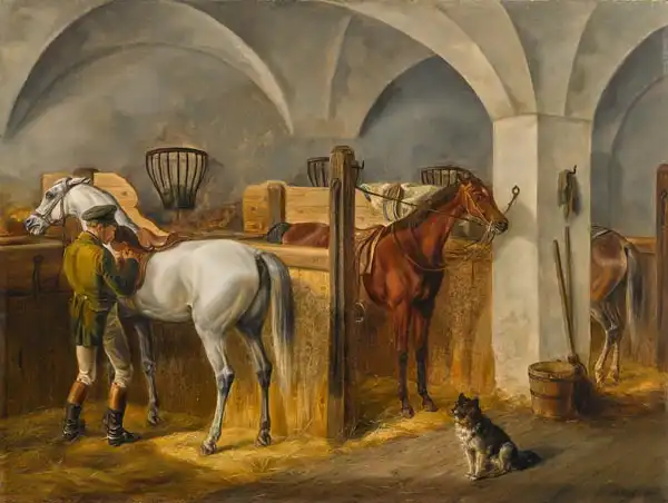 Albrecht, Adam: Marié avec trois chevaux et chien dans l