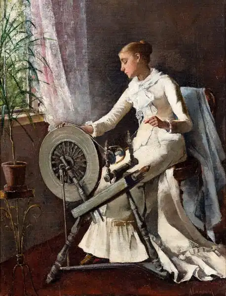 Amelie Lundahl Girl by the spinning wheel Portraits Realism