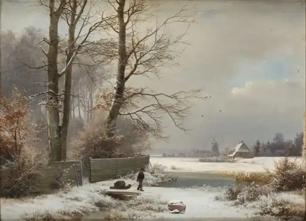 Andersen-Lundby, Anders: Muž se sáňkami v zimní krajině