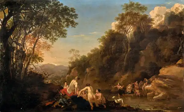 Lisse, Dirck van der: Nymfy v krajině
