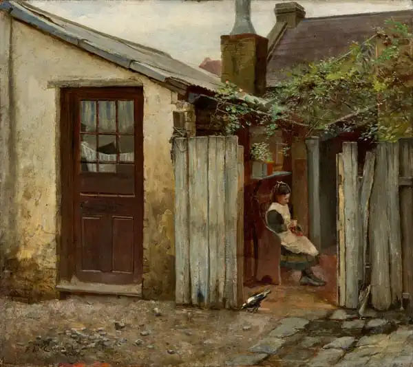 McCubbin, Frederick: Fille avec oiseau à la boulangerie King Street