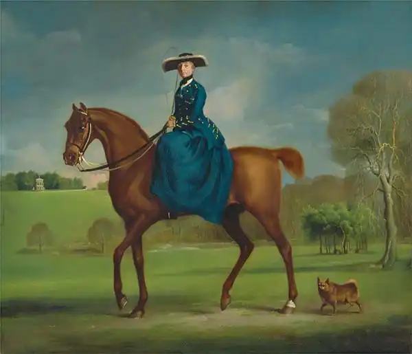Stubbs, George: La comtesse de Coningsby dans le costume de la Charlton Hunt