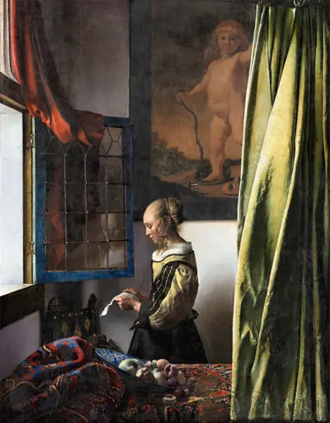 Vermeer, Jan: Dívka čtoucí dopis, obraz po restaurování v roce 2021