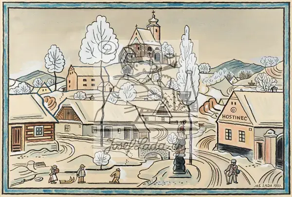 Lada, Josef: Sliding Board on the Village Green 1930