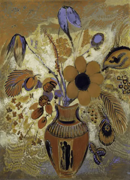 Redon, Odilon: Vase étrusque avec des fleurs, 1900-100