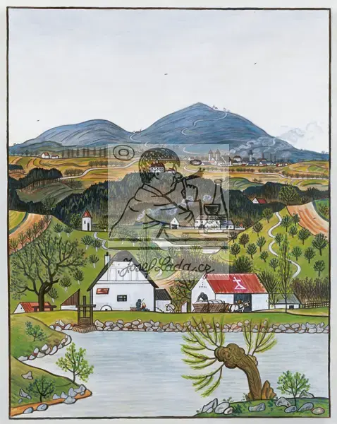 Lada, Josef: Triptych with Czech Landscape - Central Panel 1935