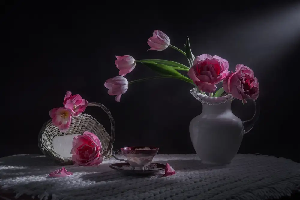 Jacobs, Lydia: Růžová růže a tulipán