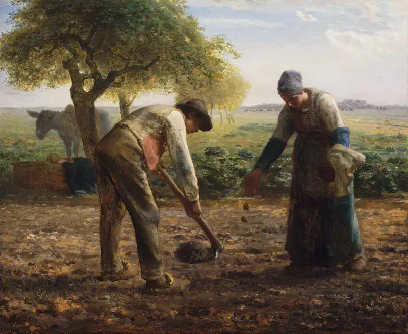 Millet, J. F.: Dělníci na poli s bramborami