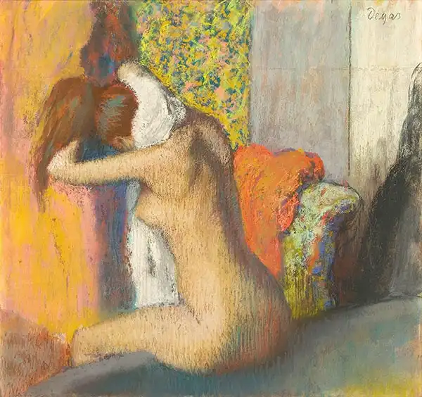 Degas, Edgar: Po koupeli - žena otírající si krk
