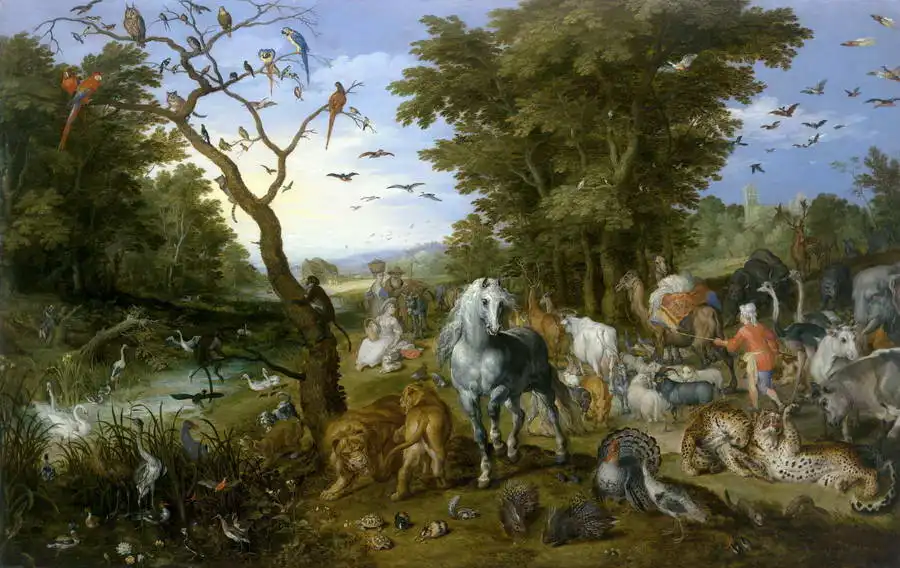 Brueghel, Jan, the elder: Animals embarking on Noah barge