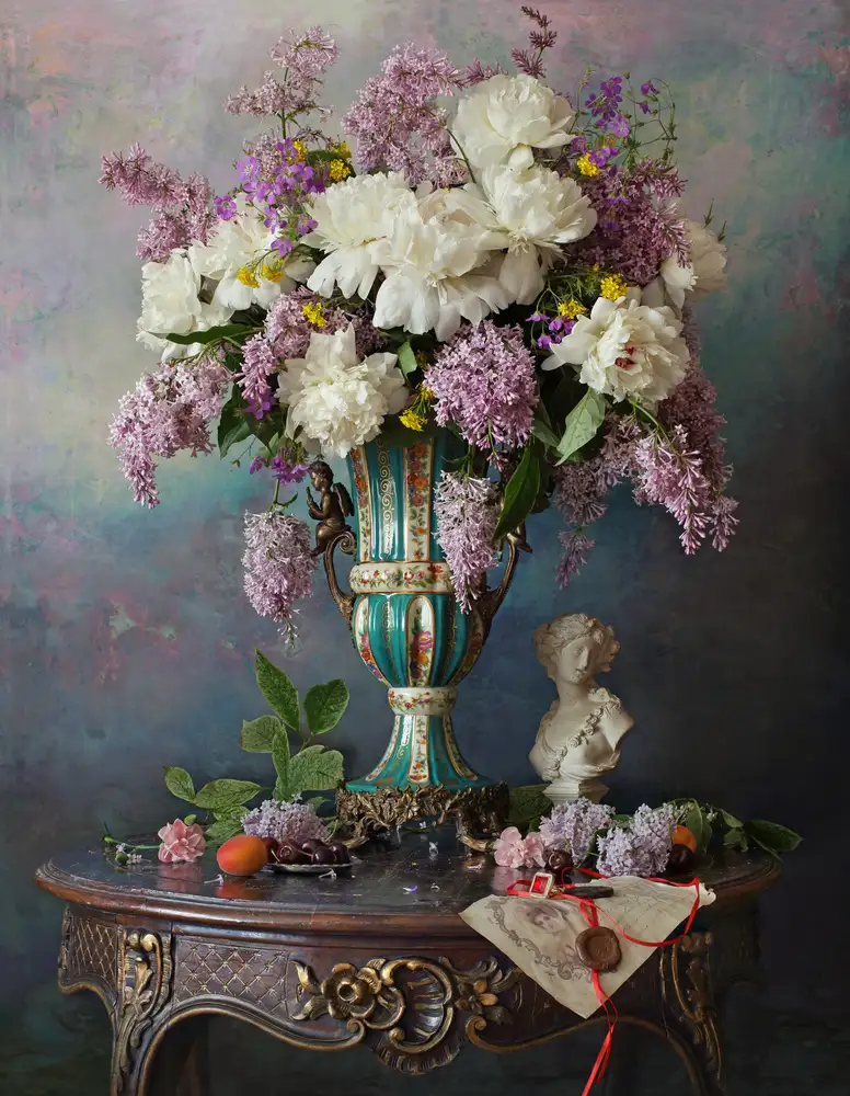 Still Life With Lilac Flowers by Andrey Morozov