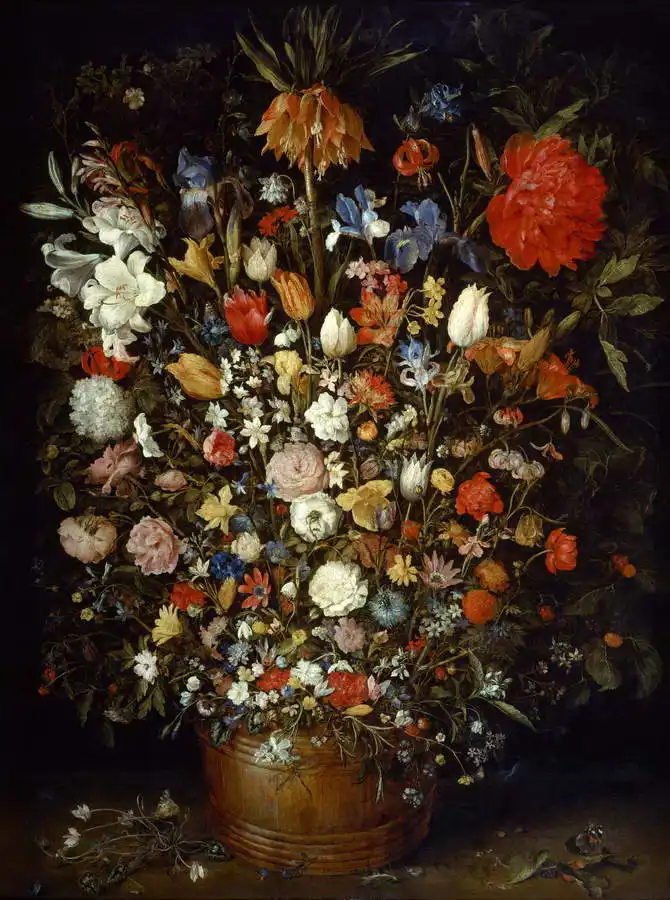 Brueghel, Jan (st.): Květiny v dřevěné váze