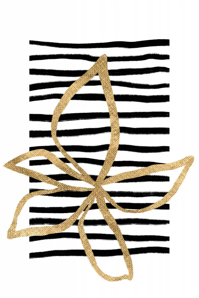 uplusmestudio: Fleur dorée sur rayures noires