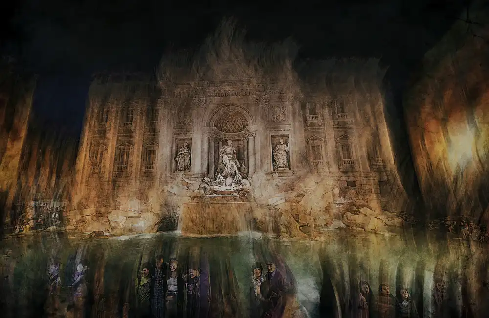 Linden, van Jan: Fontána di Trevi v noci