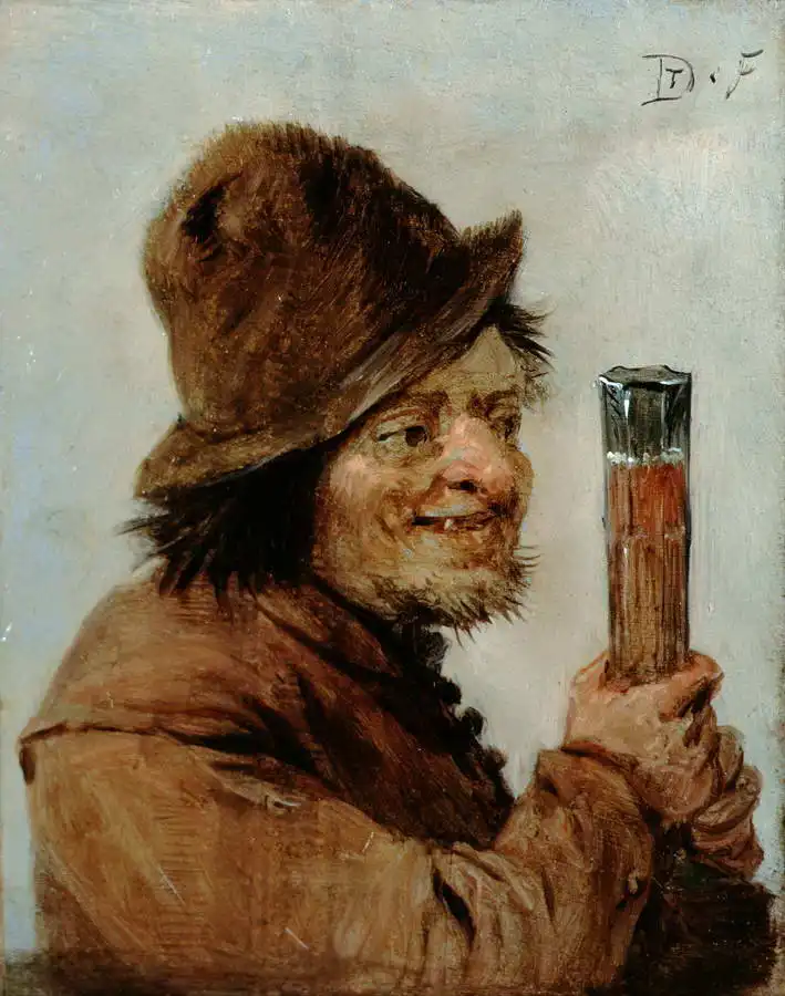 Teniers, David (ml.): Sedlák se sklenicí
