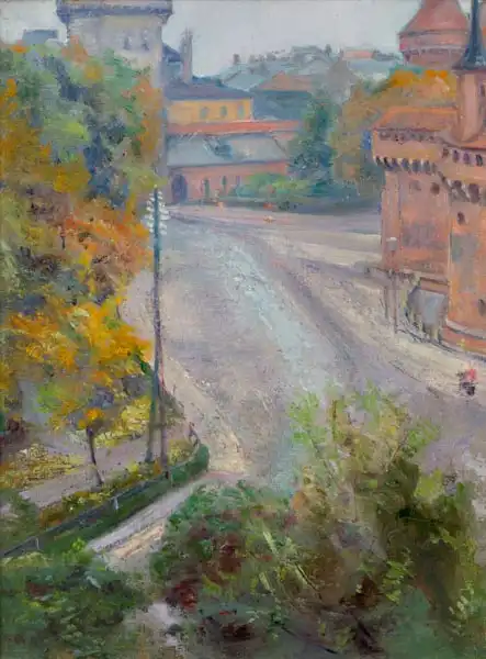 Wispiansky, Stanislaw: Blick auf den Barbican und das Florian Gate von der Zakisze Street