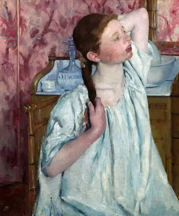 Cassatt, M. S.: Dívka česající si vlasy