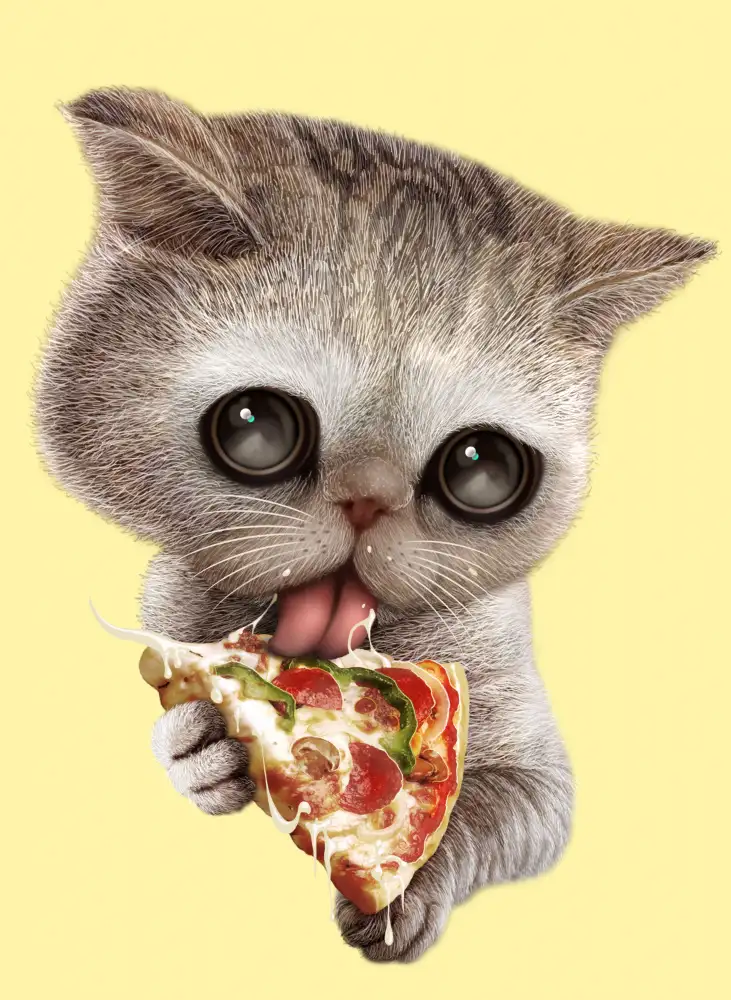 Lawless, Adam: cat loves pizza