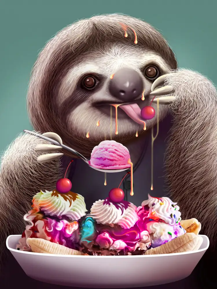 Lawless, Adam: SLOTH ENJOYING ICE CREAM