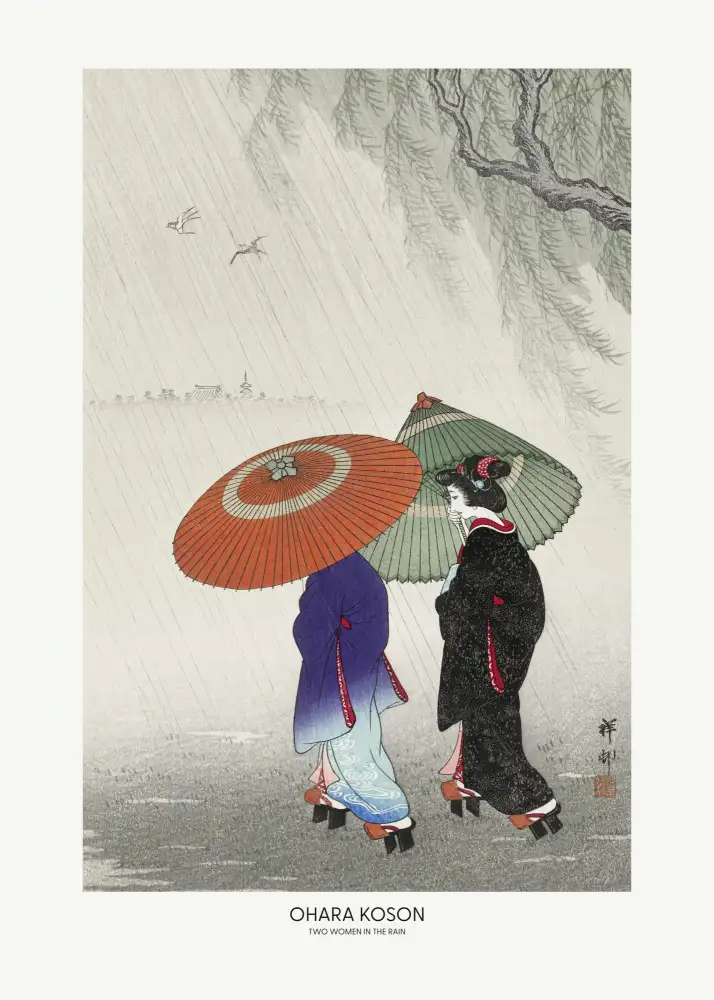 Koson, Ohara: Two Women In The Rain