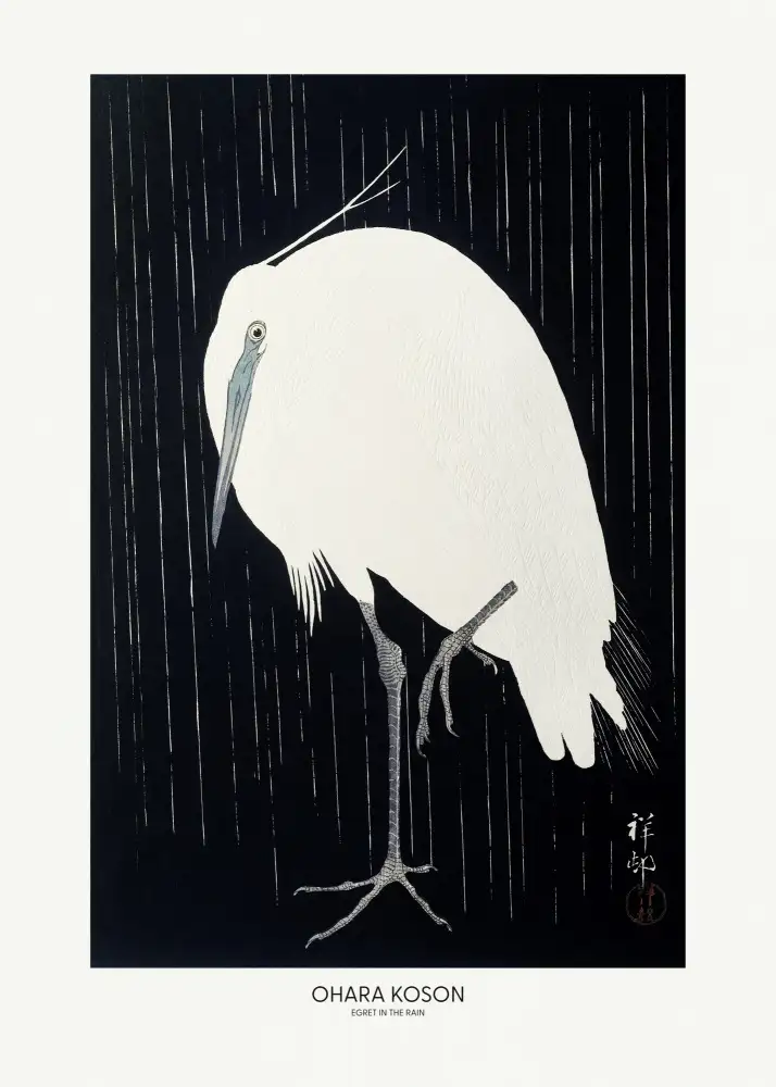 Koson, Ohara: Egret In The Rain