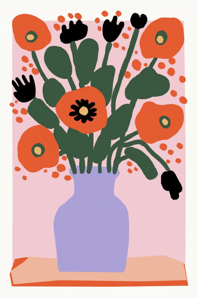 Treechild: Mohnblume in lila Vase