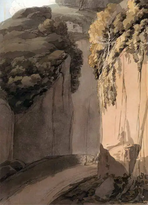 Towne, Francis: Vstup do Grotto at Posilippo, Naples
