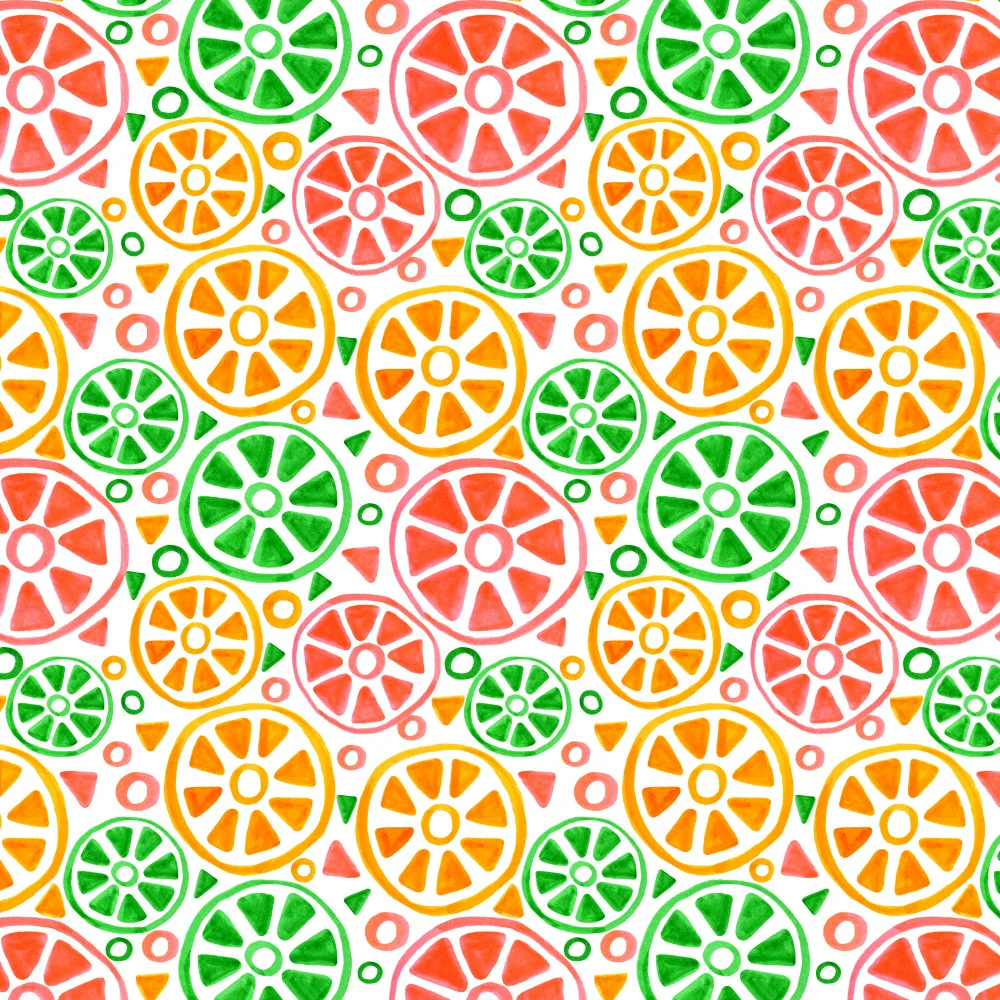 Channell, Michele: Tranches De Fruits Jaune Vert Orange Géométrique
