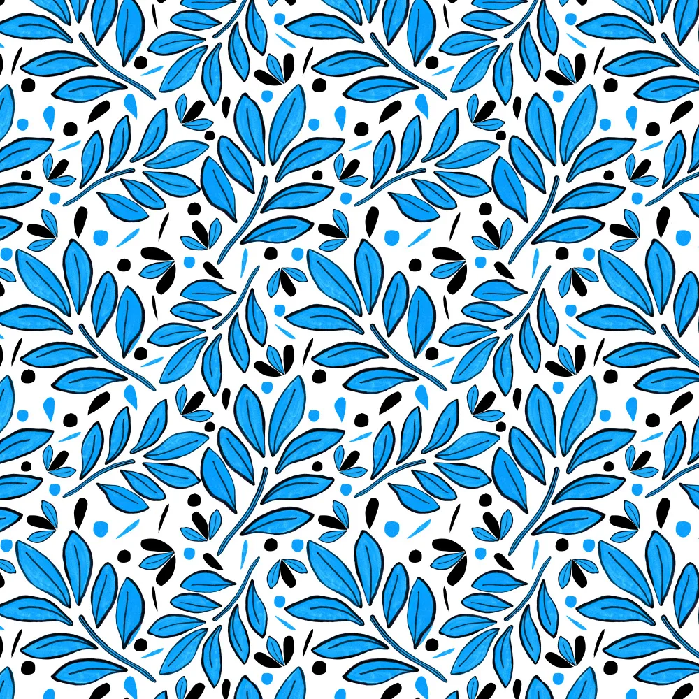 Channell, Michele: Feuilles luxuriantes Bleu Noir
