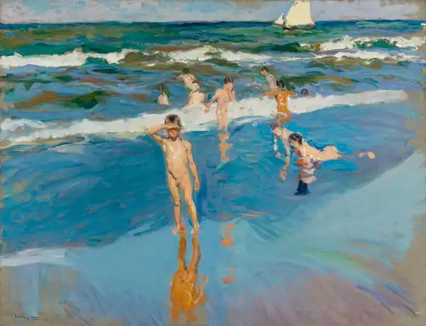 Sorolla y Bastida, Joaquin: Děti v moři, pláž Valencia