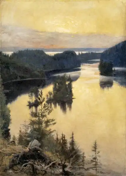 Edelfelt, Albert: Kaukola Ridge au coucher du soleil