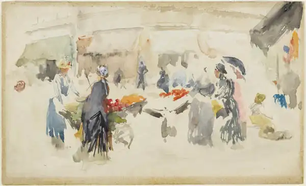James McNeill Whistler: Flower Market: Dieppe | People