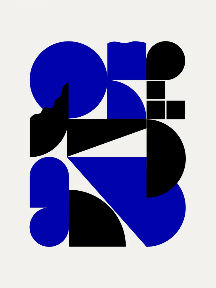 Dean, Little: Formes géométriques abstraites en bleu