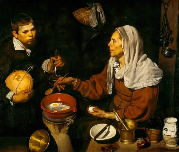 Velazquez, Diego: Stará žena při vaření vajec