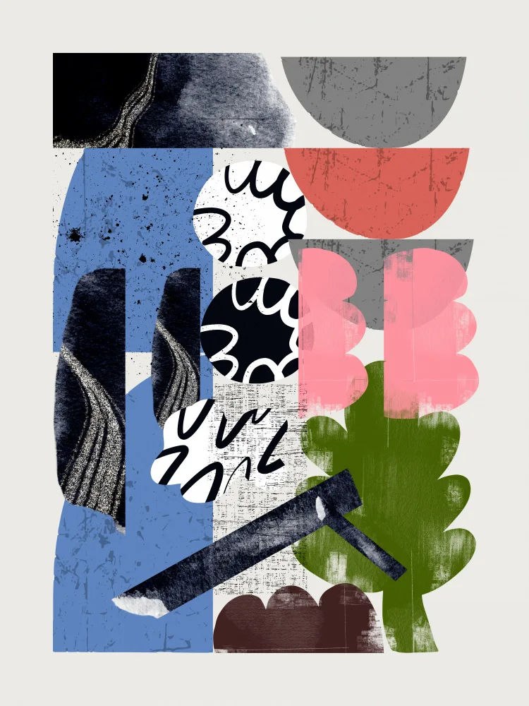 Dean, Little: Collage de formes abstraites en bleu