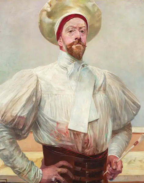 Malczewski, Jacek: Self-portrait in White Dress
