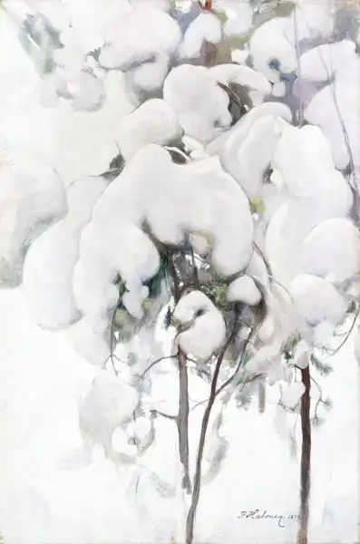 Halonen, Pekka: Plantones de pino cubiertos de nieve