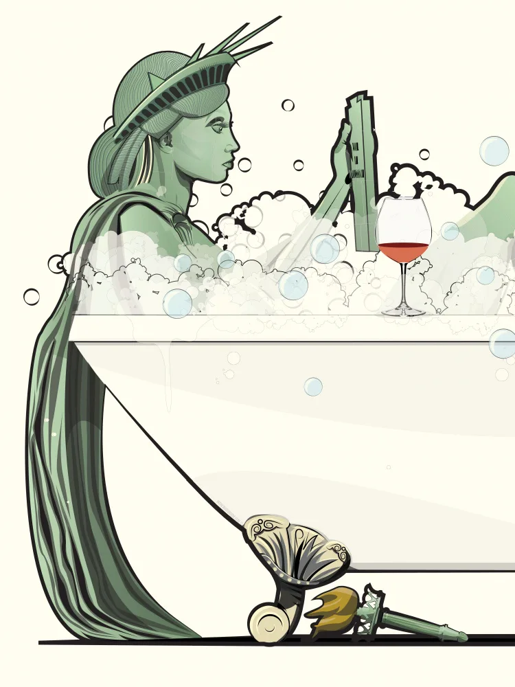 Washroom, The In: Statue of Liberty In the Bath