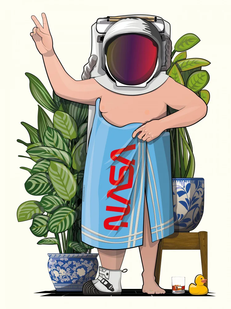 Washroom, The In: Nasa Astronaut In Bath Towel