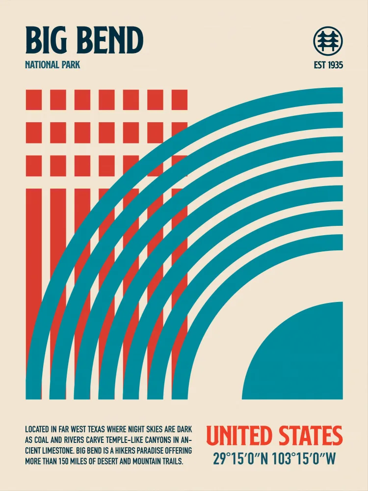 Retrodrome: Affiche de voyage du parc national de Big Bend
