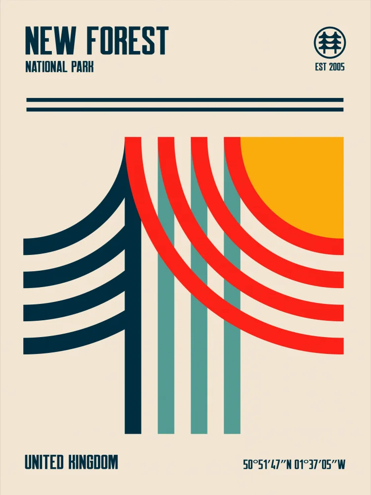 Retrodrome: Reiseplakat des New-Forest-Nationalparks