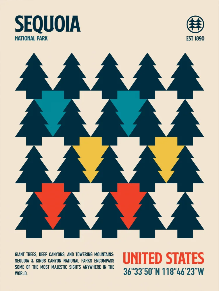 Retrodrome: Affiche de voyage du parc national Sequoia