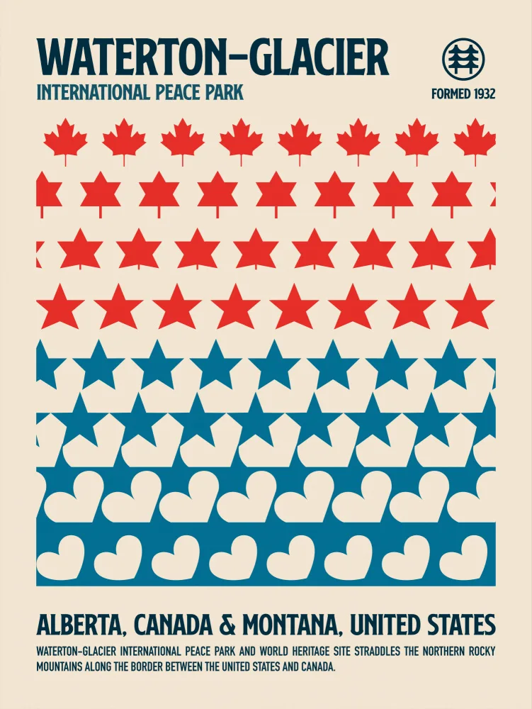 Retrodrome: Waterton-Nationalpark-Reiseplakat