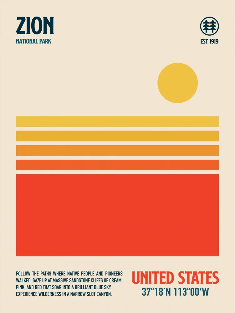 Retrodrome: Zion-Nationalpark-Reiseplakat