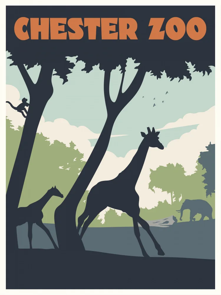 Retrodrome: Chester Zoo Travel Print