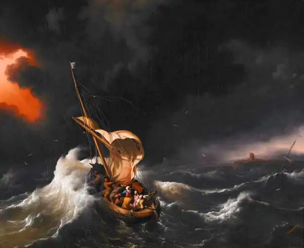 Bakhuizen, Ludolf: Kristus v bouři na moři Galilejském
